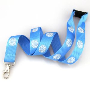 Custom Logo Woven Embroidery Lanyard Keychain Double Side Lanyards Keychains